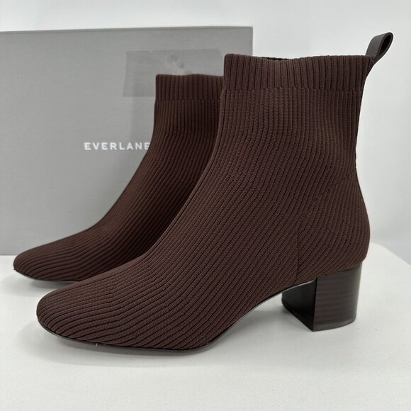 Everlane The Glove Boot in Brown size 8 Women's Stretch Rib Knit Ankle Bootie - Picture 1 of 7